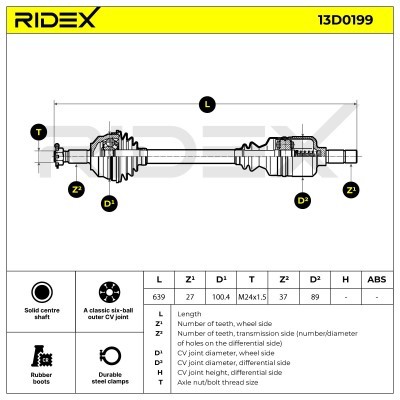 Półoś Napędowa RIDEX 13D0199 13D0199 - foto 5