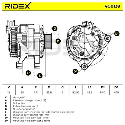 Alternator RIDEX 4G0139 4G0139 - foto 6