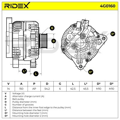 Alternator RIDEX 4G0160 4G0160 - foto 7