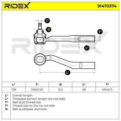 Końcówka drążka kierowniczego RIDEX 914T0374 914T0374 - foto 6
