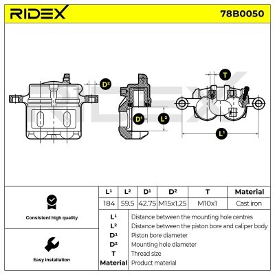 Zacisk Hamulcowy RIDEX 78B0050 78B0050 - foto 5