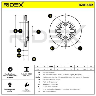 Tarcza hamulcowa RIDEX 82B1489 82B1489 - foto 6