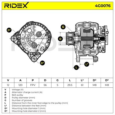 Alternator RIDEX 4G0076 4G0076 - foto 6