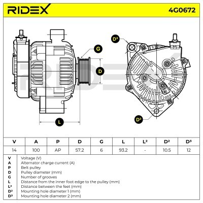 Alternator RIDEX 4G0672 4G0672 - foto 7