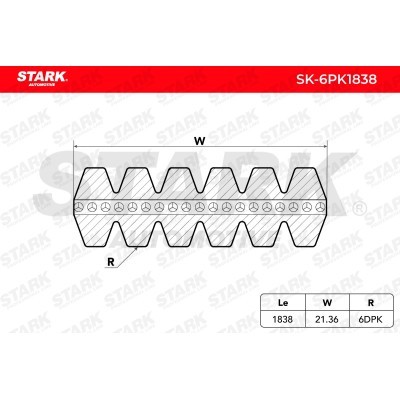 Pasek Klinowy Wielorowkowy Stark SK-6PK1838 SK-6PK1838 - foto 3