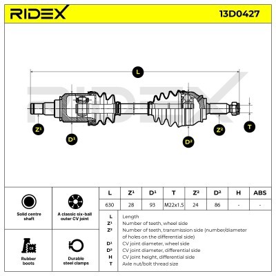 Półoś Napędowa RIDEX 13D0427 13D0427 - foto 8