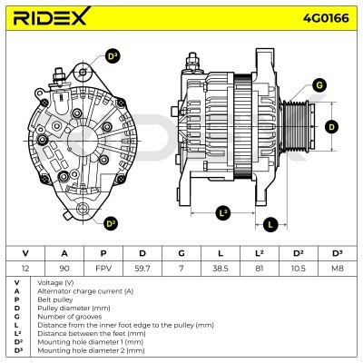 Alternator RIDEX 4G0166 4G0166 - foto 6