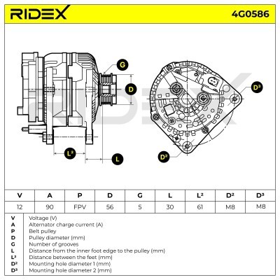 Alternator RIDEX 4G0586 4G0586 - foto 7