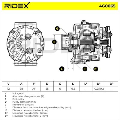 Alternator RIDEX 4G0065 4G0065 - foto 5