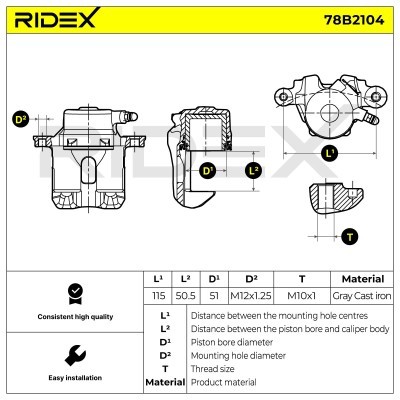 Zacisk Hamulcowy RIDEX 78B2104 78B2104 - foto 6