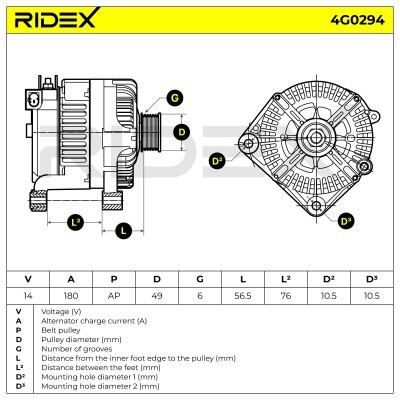 Alternator RIDEX 4G0294 4G0294 - foto 7