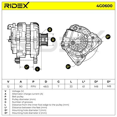 Alternator RIDEX 4G0600 4G0600 - foto 6