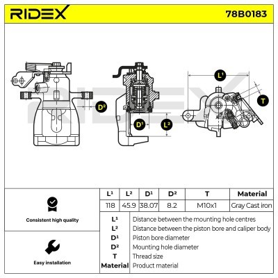 Zacisk Hamulcowy RIDEX 78B0183 78B0183 - foto 2