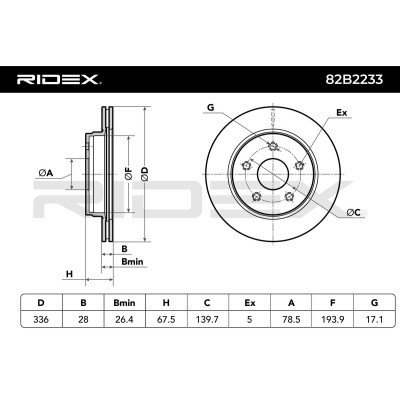 Tarcza hamulcowa RIDEX 82B2233 82B2233 - foto 6