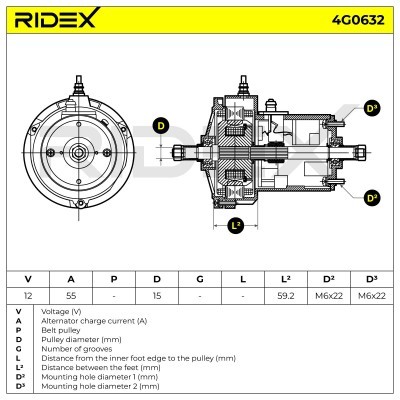 Alternator RIDEX 4G0632 4G0632 - foto 5