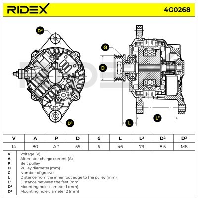 Alternator RIDEX 4G0268 4G0268 - foto 5