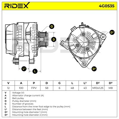 Alternator RIDEX 4G0535 4G0535 - foto 6