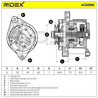Alternator RIDEX 4G0566 4G0566 - foto 7
