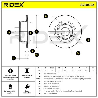 Tarcza hamulcowa RIDEX 82B1023 82B1023 - foto 5