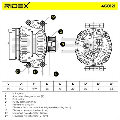 Alternator RIDEX 4G0121 4G0121 - foto 5