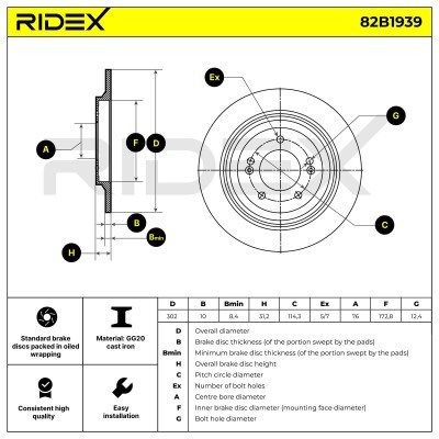 Tarcza hamulcowa RIDEX 82B1939 82B1939 - foto 6