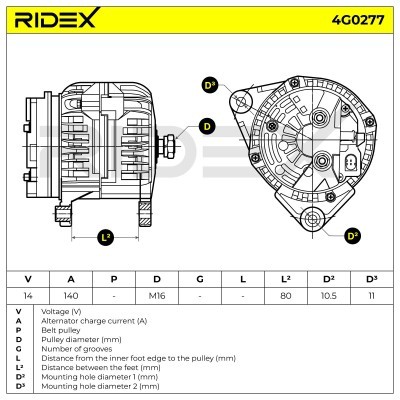 Alternator RIDEX 4G0277 4G0277 - foto 7