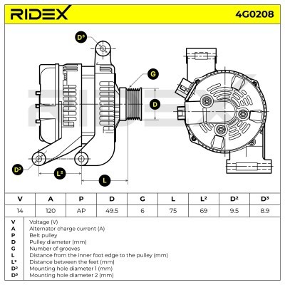 Alternator RIDEX 4G0208 4G0208 - foto 7
