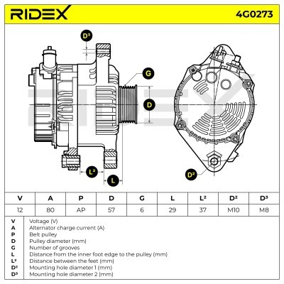 Alternator RIDEX 4G0273 4G0273 - foto 6