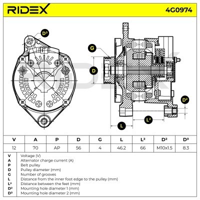 Alternator RIDEX 4G0974 4G0974 - foto 7