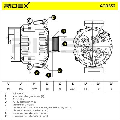 Alternator RIDEX 4G0552 4G0552 - foto 5
