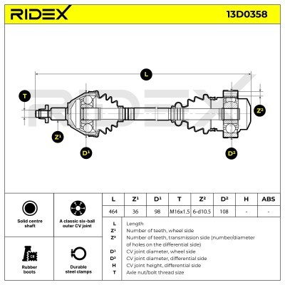 Półoś Napędowa RIDEX 13D0358 13D0358 - foto 11