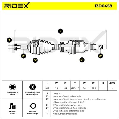 Półoś Napędowa RIDEX 13D0458 13D0458 - foto 7