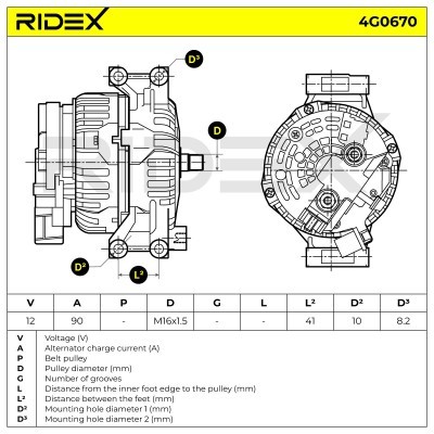 Alternator RIDEX 4G0670 4G0670 - foto 6