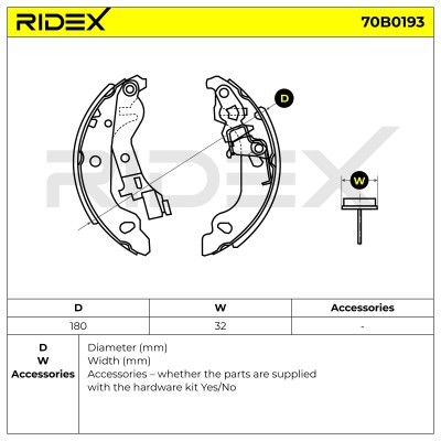 Klocki hamulcowe RIDEX 70B0193 70B0193 - foto 2