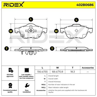 Klocki hamulcowe RIDEX 402B0686 402B0686 - foto 8