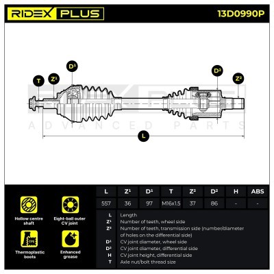 Półoś Napędowa RIDEX 13D0990P 13D0990P - foto 14