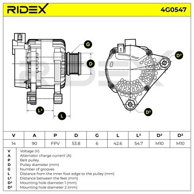 Alternator RIDEX 4G0547 4G0547 - foto 7