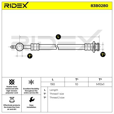 Przewód hamulcowy elast RIDEX 83B0280 83B0280 - foto 6