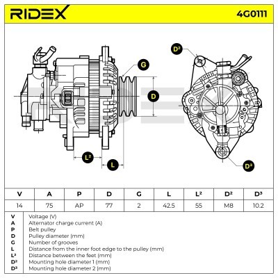 Alternator RIDEX 4G0111 4G0111 - foto 7