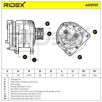Alternator RIDEX 4G0721 4G0721 - foto 5