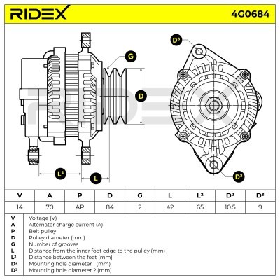 Alternator RIDEX 4G0684 4G0684 - foto 5