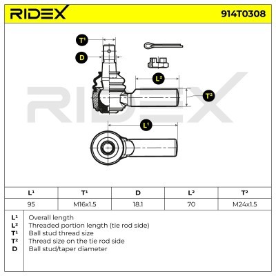 Końcówka drążka kierowniczego RIDEX 914T0308 914T0308 - foto 5