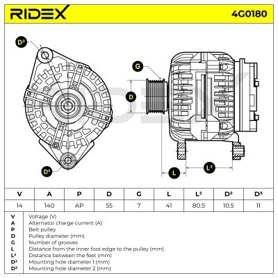 Alternator RIDEX 4G0180 4G0180 - foto 6