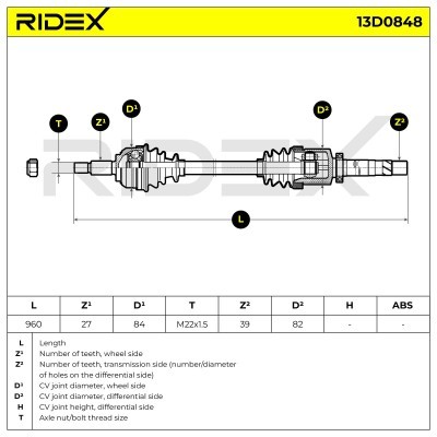 Półoś Napędowa RIDEX 13D0848 13D0848 - foto 7