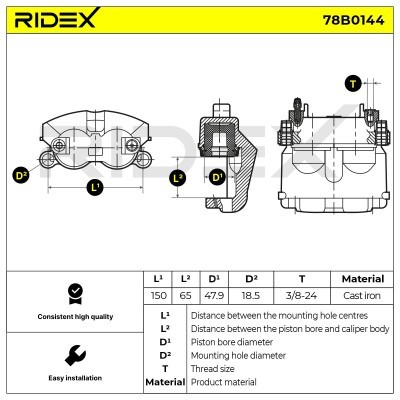 Zacisk Hamulcowy RIDEX 78B0144 78B0144 - foto 2
