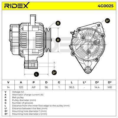 Alternator RIDEX 4G0025 4G0025 - foto 6