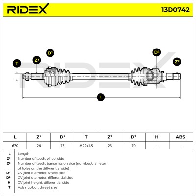 Półoś Napędowa RIDEX 13D0742 13D0742 - foto 8