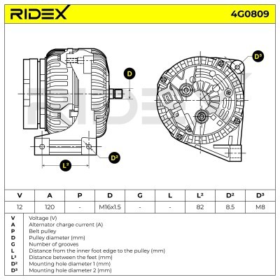 Alternator RIDEX 4G0809 4G0809 - foto 4