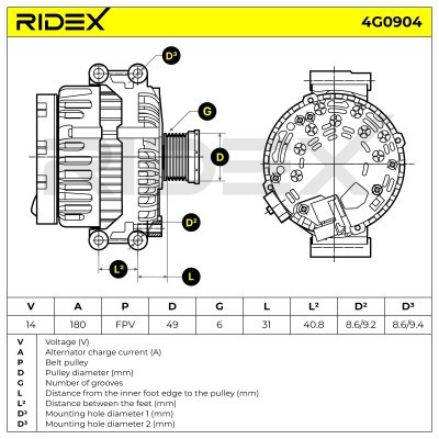 Alternator RIDEX 4G0904 4G0904 - foto 7
