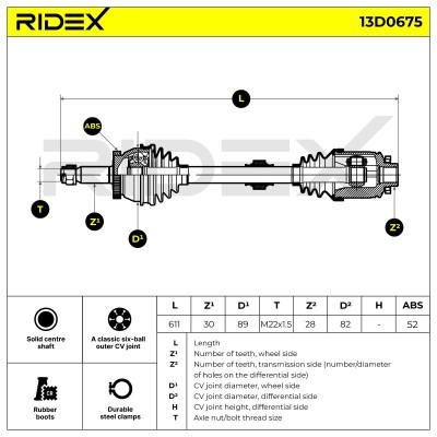 Półoś Napędowa RIDEX 13D0675 13D0675 - foto 7
